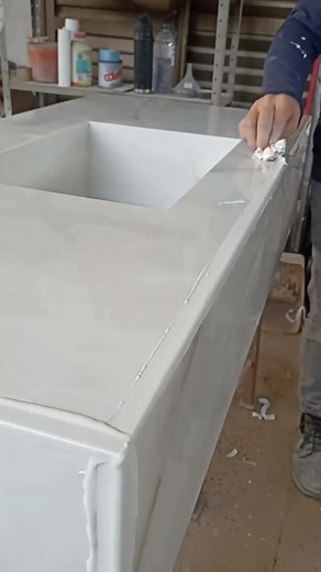 You‘re obsessed with perfect outside corners #adhesive #stonetok #mable #tile #epoxyadhesive #countertop | CUALI Adhesive Manufacturer