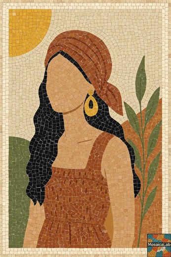 Portrait de femme en mosaïque de pierre faite main, art mural bohème - Etsy France