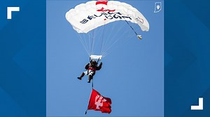 Hoosier the Bison makes grand return by parachuting into stadium at IU season opener game