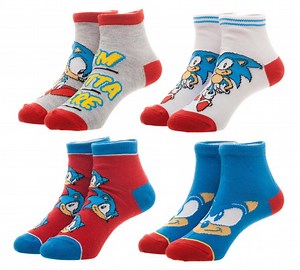 Sega Sonic The Hedgehog Youth Ankle Socks 4 PAIRS