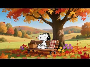 Snoopy Fall Morning Jazz ☀️🎷 | Cozy Autumn Ambience under the Maple Tree for Study & Relax