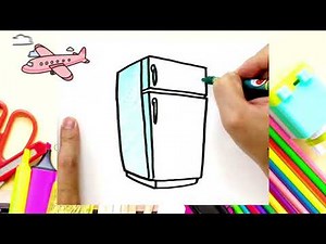 How to draw a cartoon fridge step by step? बच्चों के लिए एक साधारण फ्रिज कैसे बनाएं?