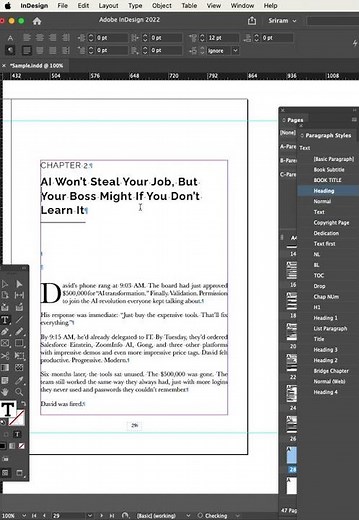 Professional Book Formatting in InDesign Full Video: https://youtu.be/Sj4bHJubY4E