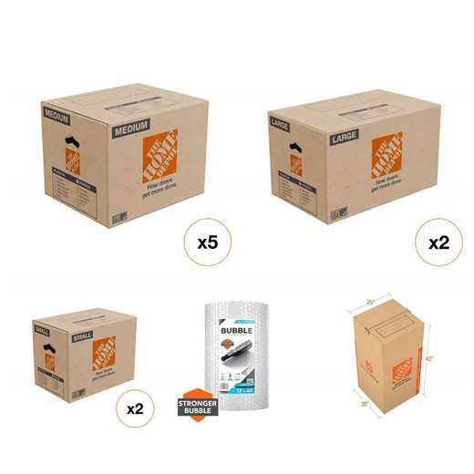 12 in. x 40 ft. Clear Bubble Cushion and Moving, Shipping, Packing Box Combo with Handles and Metal Bar - The Home Depot
