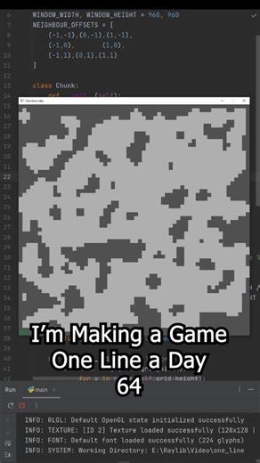 Making a Game One Line a Day (day 64) #everyday #coding #gamedev #python #raylib