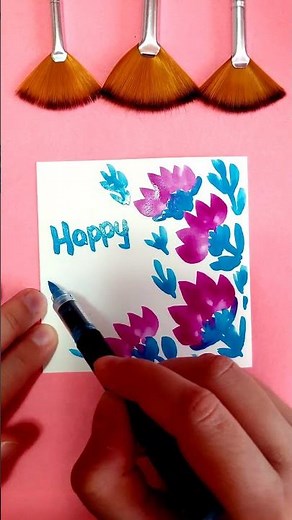 Painting a Birthday Card with Purple Flowers - Elegant Floral Greeting Card #art #painting