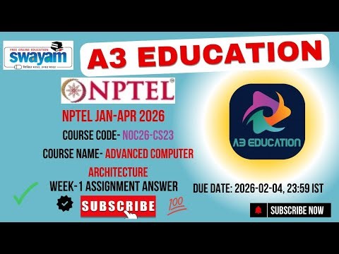 NPTEL Advanced Computer Architecture Week 1 Assignment Answers | noc26-cs23