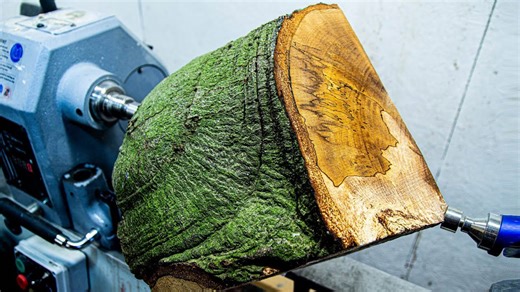 Woodturning a spalted beech carved vase