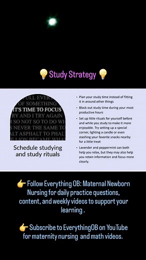  Study Strategy   Follow Everything OB: Maternal Newborn Nursing for daily practice questions, content, and weekly videos to support your learning or practice.  Subscribe to EverythingOB on YouTube for maternity nursing and math videos. #nursingstudent #NCLEX #nclexprep #studystrategies #studytips #HESI #nursingschool | Everything OB: Maternal Newborn Nursing | Facebook