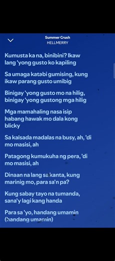 Summer Crush lyrics Hellmerry - full song words