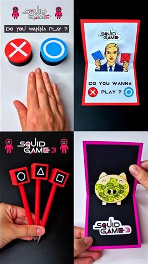 4 DIY Squid Game 3 Crafts 🔴🔺🟥 Fun & Easy Paper Projects