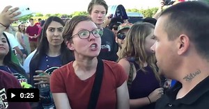 "Triggered feminist" meme is one of the biggest lies of all time. Poor girl was actually just having a fairly civil conversation with a Trump supporter. - Funny