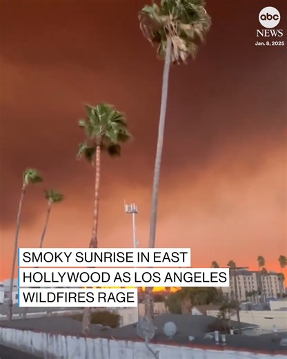 600K views · 5K reactions | A smoke-filled sky created an orange glow at sunrise as wildfires raged in Los Angeles on Wednesday. Follow live updates: https://abcnews.visitlink.me/NICEic | ABC News | Facebook