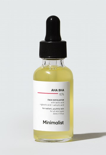 AHA BHA 10% Face Exfoliant for Even Tone, Acne Scar & Texture - Face Serum for Dry, Oily or Sensitive Skin | Minimalist