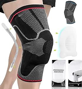 Knee Brace, Knee Compression Sleeve Support with Patella Gel Pads & Side Stabilizers, Professional Grade Knee Protector for Working out Running Cycling Sports