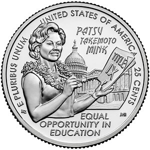 Quarter honoring Title IX champion Patsy T. Mink is released | University of Hawaiʻi System News
