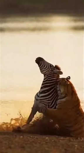 Fierce Battle: Tiger vs. Zebra #Lion #BigCat #shorts