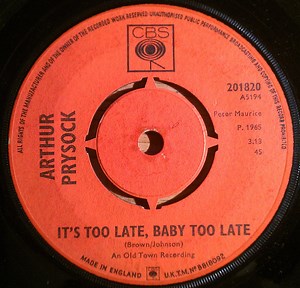 Arthur Prysock - It's Too Late, Baby Too Late / My Special Prayer