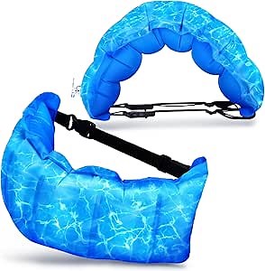 2 Pcs Inflatable Swim Belt Portable Waist Floatation Aid for Adults Women Adjustable Floating Training with Safety Buckle and Rope Pool Exercise Equipment for Beginners(Water Pool Print)