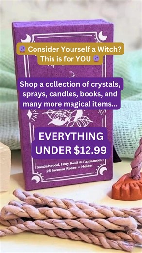 31K views · 69 reactions | If you're drawn to crystals, moon rituals, and sacred smoke—welcome home, witch ✨ Our under-$12.99 collection is packed with the essentials every magical practitioner needs (without the bougie price tags)   Free shipping over $55 ⭐ 16,000+ five-star reviews from your coven  Real witches running real support | Goddess Provisions | Facebook