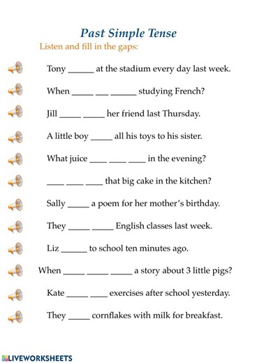 Past Simple Tense interactive activity for Beginners