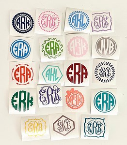 Monogram Car Decal, Monogram Vinyl Decal, Glitter Monogram Vinyl Decals, Monogram Decal Sticker, Phone Monogram, Car Decal - Etsy