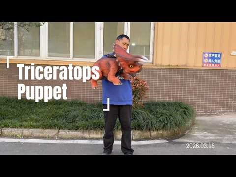 BB152 -Realistic Baby Triceratops Arm Puppet - Interactive Dinosaur for Jurassic Events