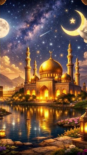 Most Beautiful Islamic Background | Stunning Mosque & Moonlight View | Peaceful Islamic Scene