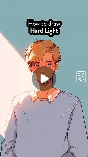 97pieces on Instagram: "READ: Easy Light Tutorial Part 3/3 – How to draw Hard Light. This technique is working best with bright base colours 🤗✨ let me know which techniques you’re using! ••• #artadvice #arttips #arthelp #digitalart #artistsupport #digitaldrawing #arttutorial #artistrelate #artstyle #artist"