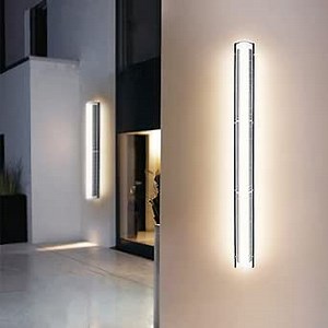 GWMWON Solar Long Strip Wall Lights LED Outdoor Wall Sconce Fixture Modern Wall Lighting Fixture Lamps - IP54 Anti Rust Waterproof for Patio Porch
