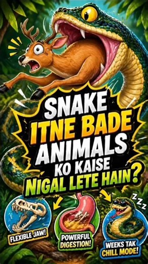 How snake Ate Bigger Animal?! 😳#SnakeFacts #WildlifeFacts #shorts #factohector