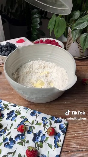 4 Berry Grunt 🍓🫐 Yes, it’s actually called that! A grunt (also called a slump) is similar to a cobbler with a juicy fruit filling and a biscuit-like dough Instead of baking the dish, you cover and steam it on the stovetop, so the resulting dough turns into a perfectly fluffy, soft dumpling! Give it a try this summer: Four Berry Grunt (8 servings) Filling: 6 cups berries of choice (we used 1 1/2 c each of strawberries, blueberries, raspberries and blackberries) 1/2 cup granulated sugar 2 tbsp l