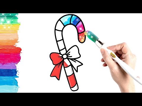 Cute Candy Cane Drawing 🍭 | Easy Christmas Drawing for Kids