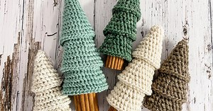 Rustic farmhouse tiered trees free crochet pattern and video tutorial