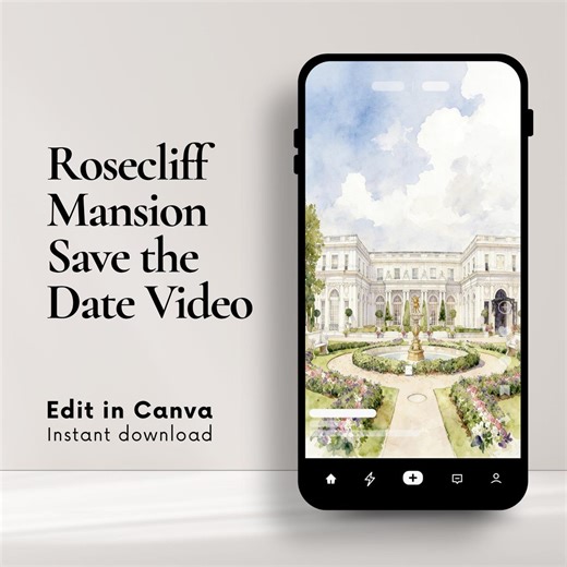 Rosecliff Mansion Wedding Animated Video Template – Newport Mansion Save the Date, Canva Editable - Etsy