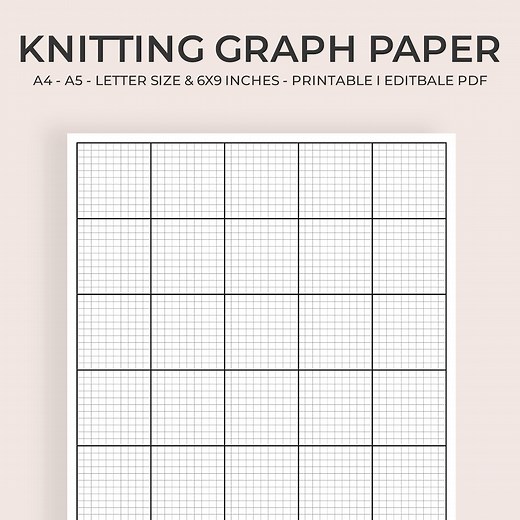 Knitting Graph Paper Printable PDF | Crochet & Stitch Chart Template | A4 A5 Letter 6x9 | Editable Pattern Design Sheet - Etsy
