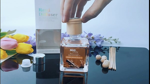 4.06 oz Reed Diffuser with 5 Rattan Sticks and Wooden Beads,120ml Scent Reed Diffuser Set,Blue Wind Bell Air fresheners for Home Bathroom Decor, Up to 90 Days, Strong Scent