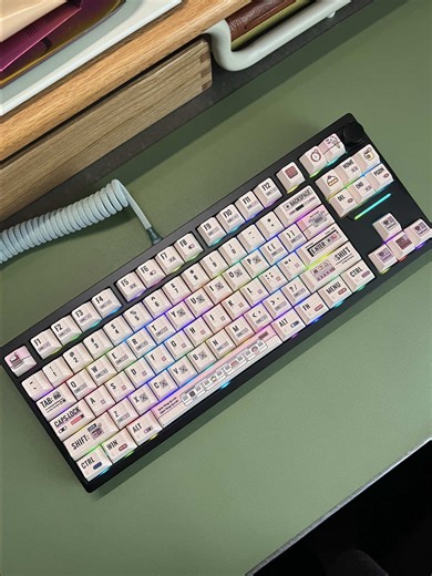 Even though I only have 2 black keyboards, I’m excited to participate in black keeb week!! 🖤 Working on growing my black keeb collection 😅 This keyboard comes stock with the tactile wisteria switches. She’s definitely clacky poppy, but I really like it 🤩 the tactile bump is pretty pronounced which I love. It’s so satisfying typing on this keeb 😮‍💨🫨🫨 Love the bright RGBs!! ✨ 🖤 KOTD EPOMAKER P87 🖤 Tactile Wisteria Switches 🖤 Dessert & Code Keycaps from Key Artisan @Epomaker Keyboard @epo