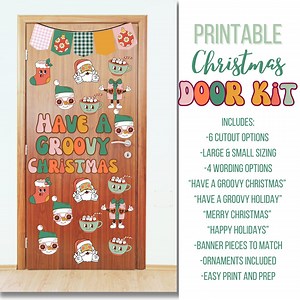 Christmas Classroom Door Decor Kit, Printable Groovy Christmas, Winter Classroom Door Decor, Groovy Christmas Door Kit - Etsy