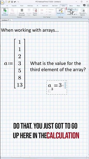 PTC Mathcad - Array Elements and the ORIGIN #patjheffernan