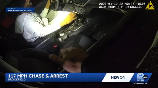 Brookfield police body cameras captured the moments a man sped away from a traffic stop, reaching speeds of 117 mph on I-94. He eventually crashed and police say he hid an AR-15 in nearby branches. Court records show he was out on a $500 cash bond out of Milwaukee. WISN 12 NEWS | Kendall Keys