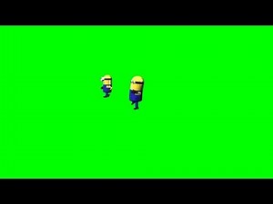 two minions run - different views - green screen effect