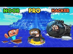 Minecraft - TSUNAMI BASE CHALLENGE! (NOOB VS PRO VS HACKER)