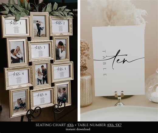 4x6 Photo Seating Chart Template Frame With Table Number Printable, Seating Plan Bundle, Heather - Etsy