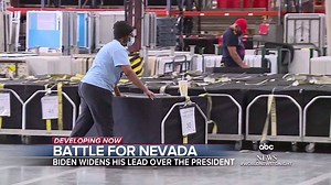 BATTLE FOR NEVADA: Joe Biden has widened a slim lead in Nevada, as election officials confirmed there are fewer outstanding ballots than originally thought and the race still too close to call. Matt Gutman is in Las Vegas. https://abcn.ws/32f1E7q | ABC World News Tonight with David Muir