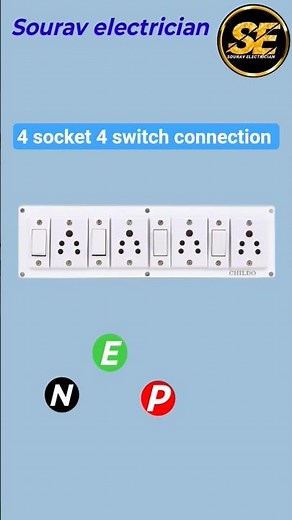 4 socket 4 switch connection | how to make extension board #wiring #switchmode #singlemode