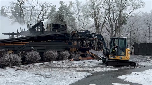 Blowing Rock Fire Department conducts overhaul operations to completely extinguish the flames after Bistro Roca caught fire Sunday morning. See more photos and videos from the scene in the link in the comments. | Watauga Democrat