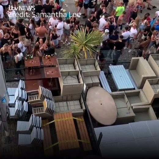 There is a noticeable police presence on the Barbican in Plymouth this afternoon, after scenes like this were seen yesterday 👇 Full story: https://bit.ly/2YxyoHX | ITV News West Country