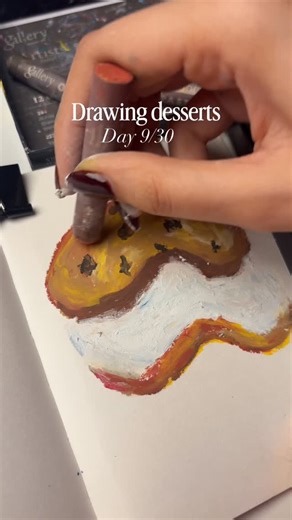 @artsseashell on Instagram: "Midnight menu : cookie ice cream sandwich 🍪🍨 Oil pastel on paper . @mungyokorea_indo . #oilpastelart #oilpastel #artwork #art #dessertart"