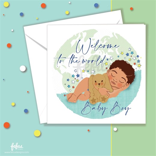 New Baby Boy Card, Welcome to the World Mixed Race & Brown Baby Card, Newborn Congratulations Card, Representation Matters by Fefus Designs - Etsy Canada